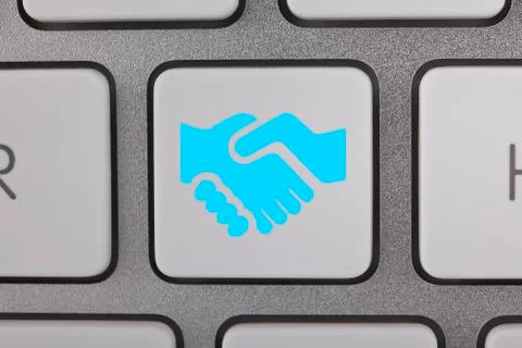 Conceptual Keyboard Blue Partnership Stock Illustration
