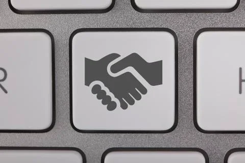 Conceptual Keyboard Blue Partnership Stock Illustration