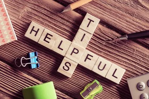 Conceptual keywords on wooden table with elements of game making Stock Photos