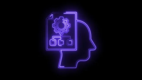 Conceptual knowledge and process management within human mind with neon sty.. Stock Footage 312320515