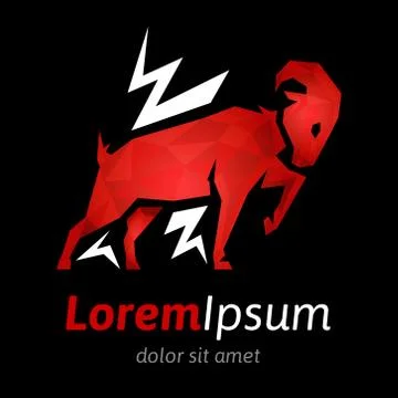 Conceptual logo Design of a red Ram icon Stock Illustration