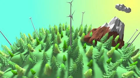 Conceptual low poly 3D illustration of a beautiful scenic nature environment  Stock Illustration
