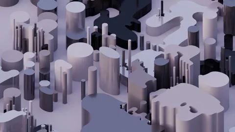 A conceptual, low-poly 3D visualization featuring abstract landmasses and vertic Stock Footage 340237681
