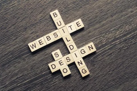 Conceptual media keywords on table with elements of game making Foto stock