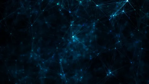 Conceptual mesh of quantum particles physical depiction floating light streaks Video stock 129476807