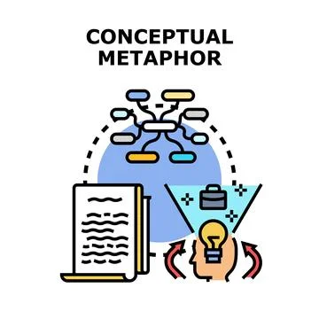 Conceptual metaphor developing ideas transforming into knowledge Stock Illustration