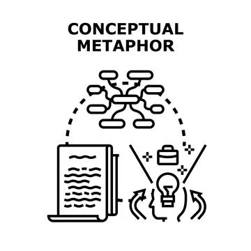 Conceptual metaphor developing ideas transforming into knowledge Stock Illustration