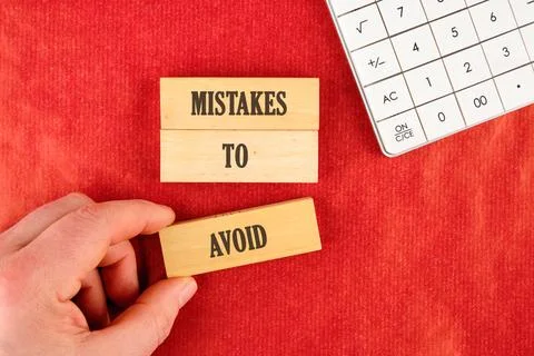 Conceptual mistakes to avoid symbol. Copy space. Mistakes to avoid message wr Stock Photos