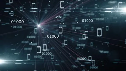 Conceptual mobile phone data security using encrypted communication network Stock Illustration