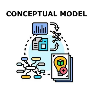 Conceptual model developing strategy and abstract presentation Stock Illustration