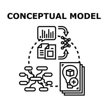 Conceptual model developing strategy and abstract presentation Stock Illustration