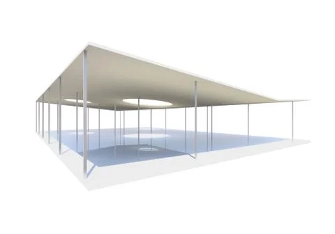 Conceptual modern building with column on white Ilustración de archivo