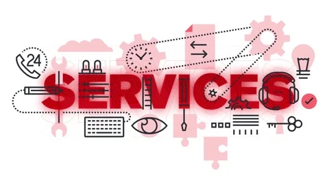 A conceptual motion representing various business services with icons and s.. Stock Footage 340282529