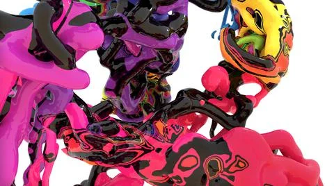 Conceptual multicolored desigh elements, liquid thick splash of paint Illustrazione stock