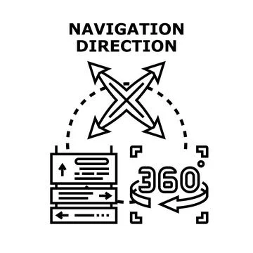 Conceptual navigation direction system indicating path and route Stock Illustration
