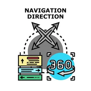 Conceptual navigation direction system indicating path and route Stock Illustration