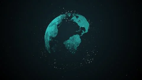 Conceptual network data cyberspace with sphere, lines, dots illustration Stock Illustration