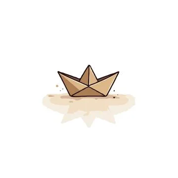 Conceptual paper ship casting a shadow symbolizing ambition imagination and.. Stock Illustration