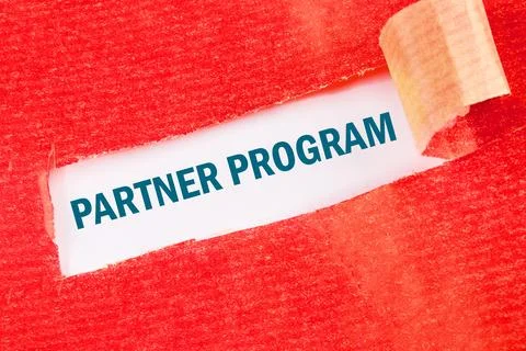Conceptual partner program symbol. Copy space. on a white background under a  Foto stock