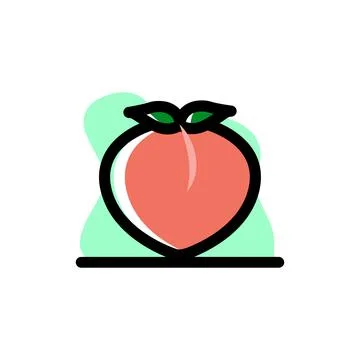 Conceptual Peach Fruit Vector Illustration Design Icon Stock Illustration