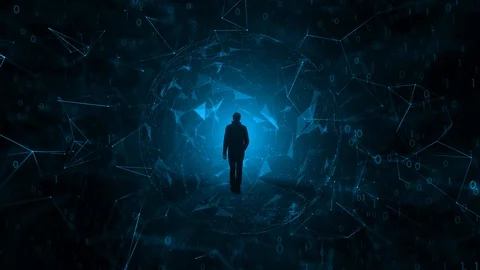 Conceptual person in the digital world Stock Footage 103234704