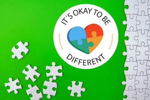 Conceptual photo of green background random jigsaw puzzle and it is okay to b Stock Photos