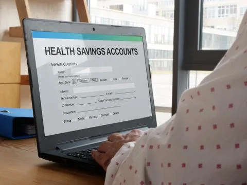 Conceptual photo showing printed text health savings accounts HSA Stock Photos