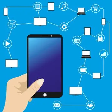 Conceptual picture of connection between gadgets Stock Illustration