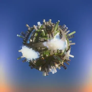 Conceptual Planet city 3d rendering Stock Illustration