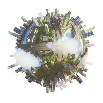 Conceptual Planet city 3d rendering Stock Illustration