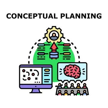 Conceptual planning process with creative business strategy development Stock Illustration
