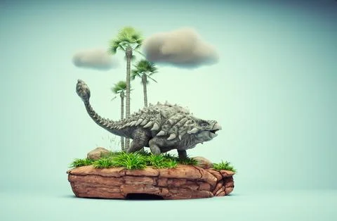 Conceptual presentation scene of an Ankylosaurus. Illustrazione stock