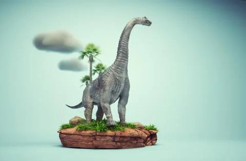 Conceptual presentation scene of a Brachiosaurus. Illustrazione stock