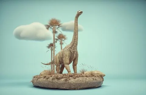 Conceptual presentation scene of a Brachiosaurus. Illustrazione stock