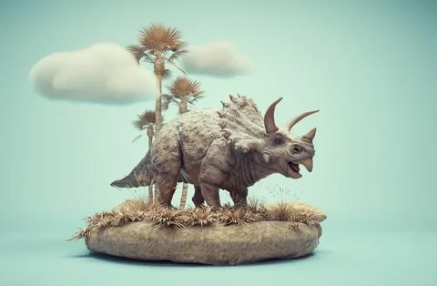 Conceptual presentation scene of a Triceratops. Stock Illustration