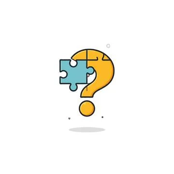 Conceptual problem solving artwork with a colorful question mark completed .. Illustrazione stock