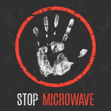 Conceptual problems of humanity. Stop microwave. Illustration