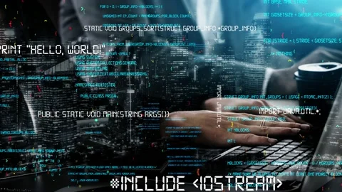 Conceptual programming and coding of future software Stock Footage 168577088