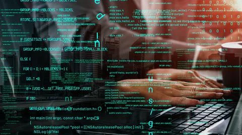 Conceptual programming and coding of future software Stock Photos