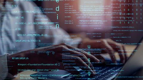 Conceptual programming and coding of future software Stock Photos