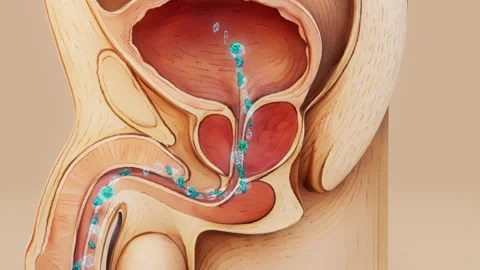 Conceptual Prostate and bladder anatomy with bacteria Stock Footage 311845969