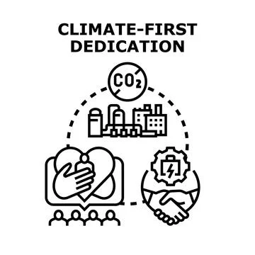 Conceptual rendering illustrating climate first dedication involving reducing Stock Illustration