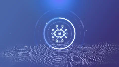 Conceptual representation of artificial intelligence technology with digital Illustrazione stock