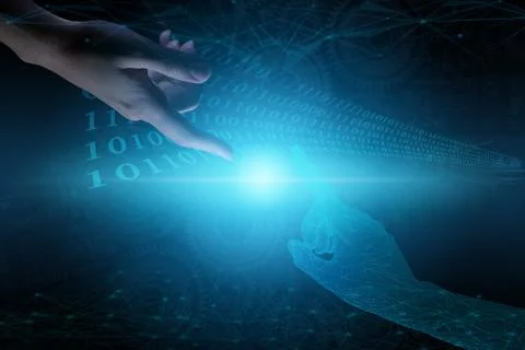 Conceptual representation of human interaction with future technologies for i Stock Photos