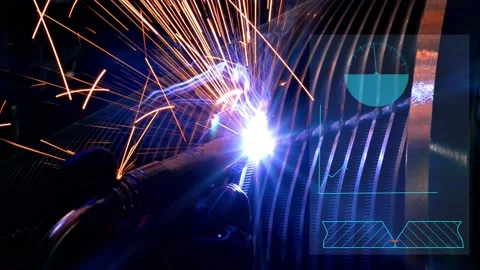 Conceptual representation of the operation of an automatic welding machine wi Stock Footage 139959227