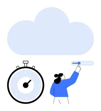 Conceptual Representation of Time Management and Cloud Computing Integration Stock Illustration
