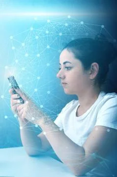 Conceptual representation of work and creativity on social networks. blogging Stock Photos