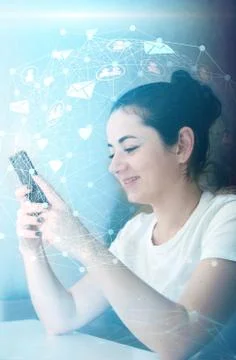 Conceptual representation of work and creativity on social networks. blogging Stock Photos