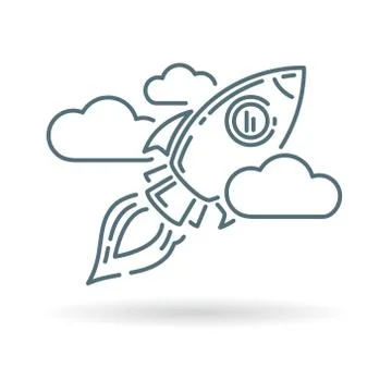 Conceptual rocket flying icon Stock Illustration