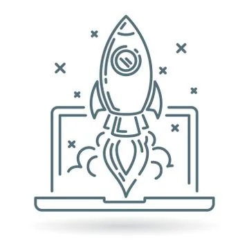 Conceptual rocket launch icon Stock Illustration